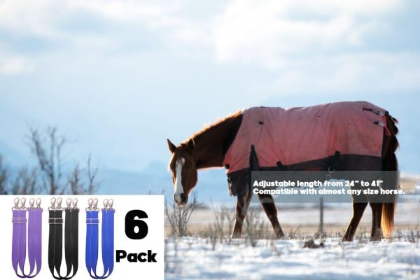 Pack of 6 Adjustable Length Elastic Leg Straps for Horse Blankets - Image 2