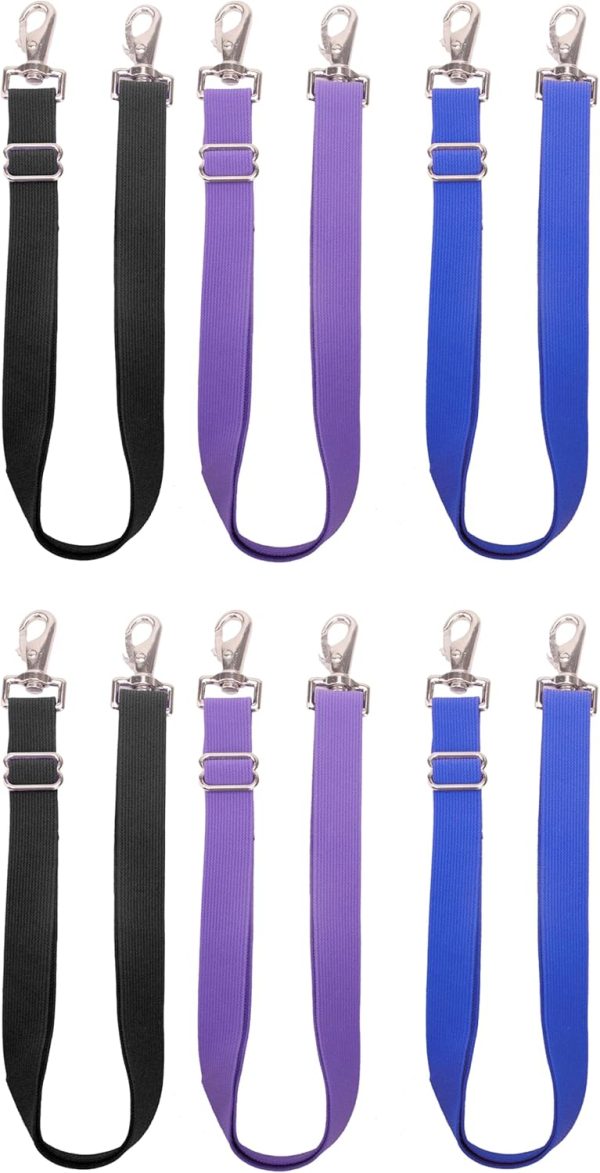 Pack of 6 Adjustable Length Elastic Leg Straps for Horse Blankets