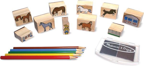 Melissa & Doug Wooden Stamp Activity Set: Horse Stable - Image 2