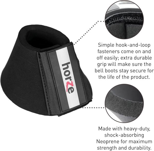 HORZE Pro Overreach Bell Boots for Horses | Neoprene Pair - Image 6