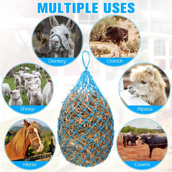 Nuenen 4 Pcs Slow Feed Hay Bag 40 Inch Hay Nets for Horses - Image 2