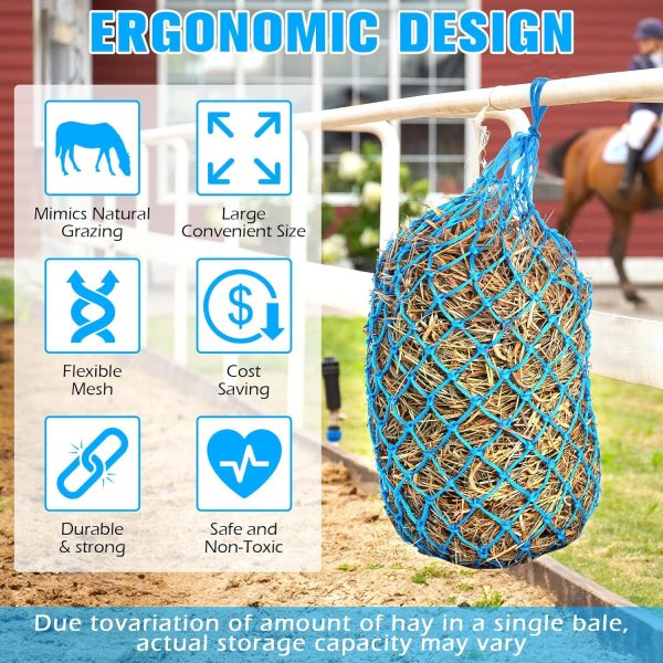 Nuenen 4 Pcs Slow Feed Hay Bag 40 Inch Hay Nets for Horses - Image 6